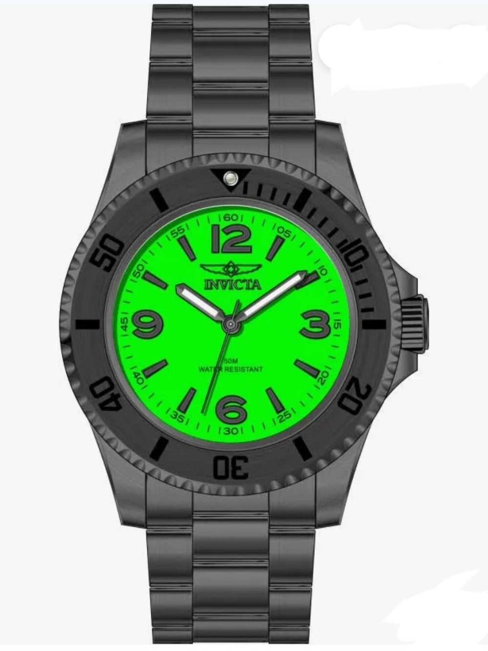 Invicta Black Watch with Bright Green Dial